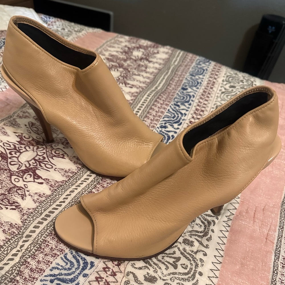 Cole Haan Nike Air Tan Peep-Toe Ankle Boots